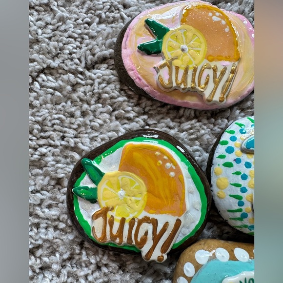 Colorful Lemonade Party Stones Handmade Painted Rocks | Lemon & Citrus Theme - Picture 4 of 10